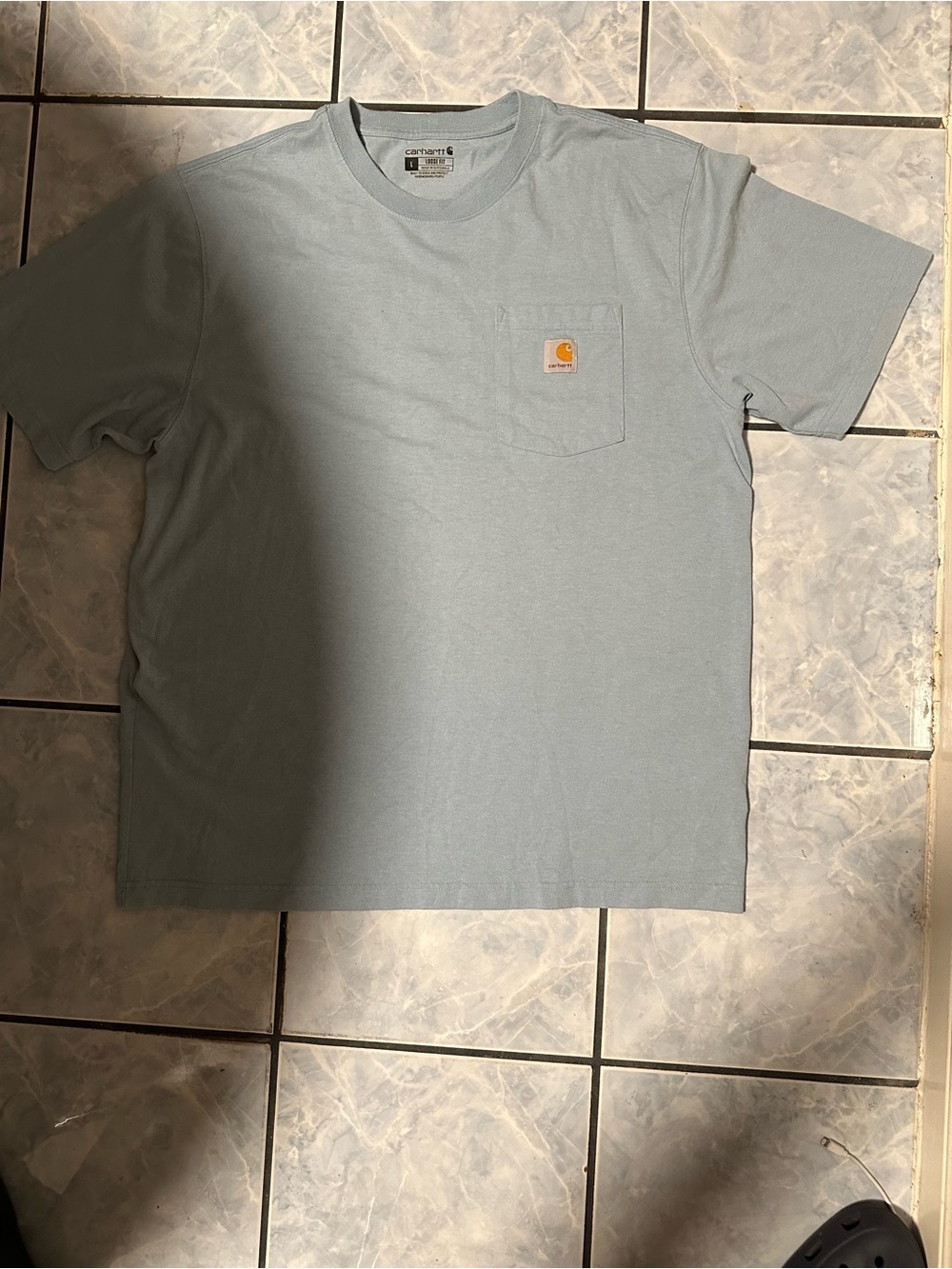 SLIGHTLY USED MEN CARHARTT POCKET T-SHIRT SIZE L LOOSE FIT (LIGHT BLUE)